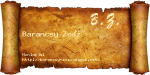 Barancsy Zoé névjegykártya